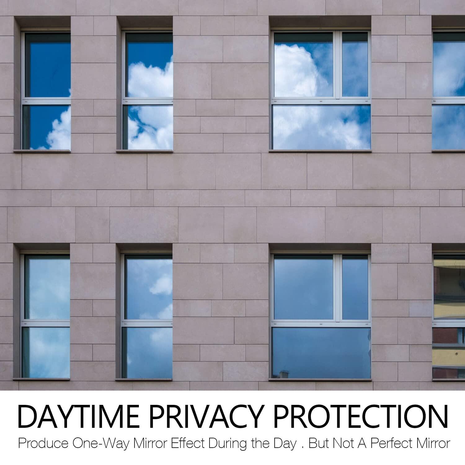 Silver Window Film Privacy One Way Mirror Glass Tint Heat Control Sun UV Blocking Sliding Door Tinting Reflective Static Cling for Home. 