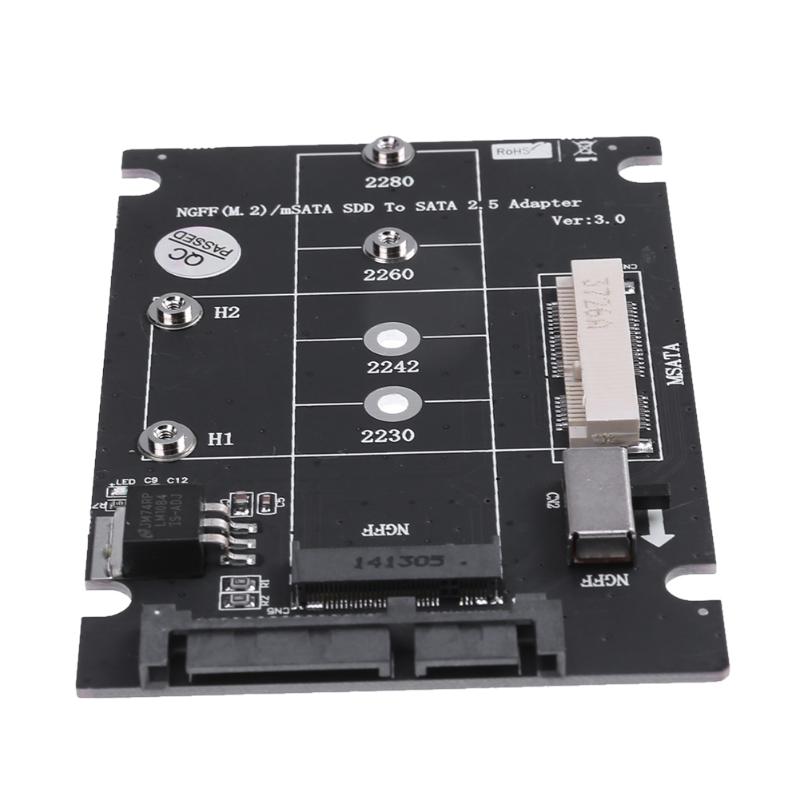 2 in 1 NGFF M.2 B+M Key Mini PCI-E or mSATA SSD to SATA III Adapter Card for full msata SSD/ 2230/2242/2260/22x80 M2. 