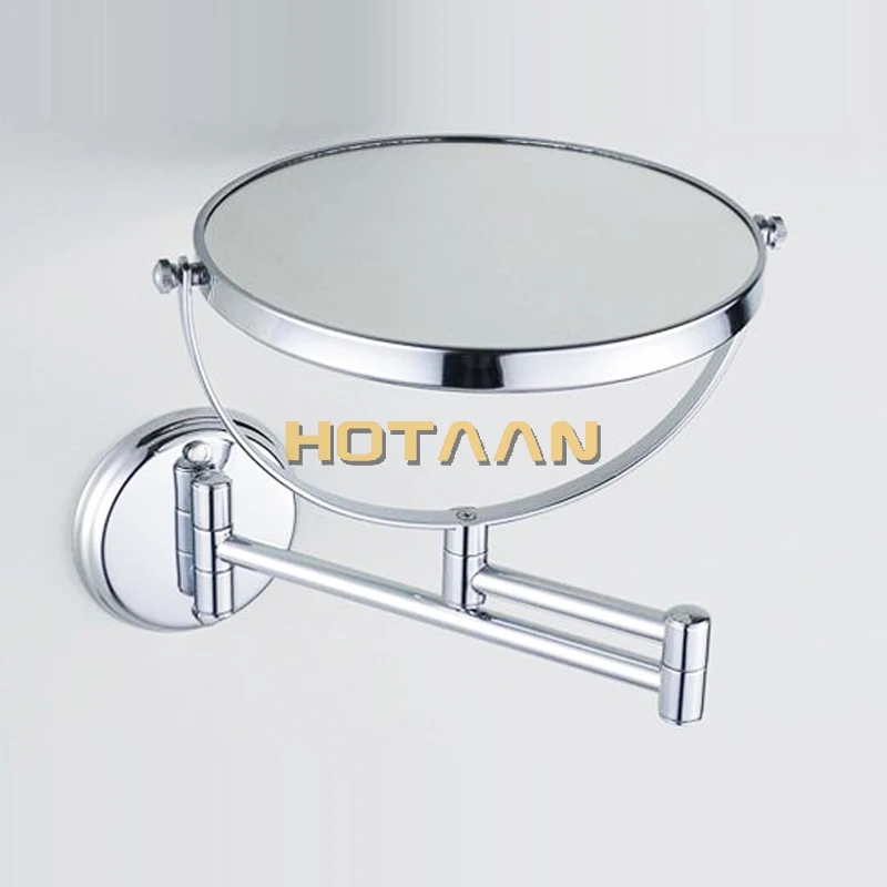 Hotel 8inch Diameter Bathroom Shaving Makeup Mirror Wall Mount Two Sides Chrome Extendable Swivel Mirror with 3X Magnifying. 
