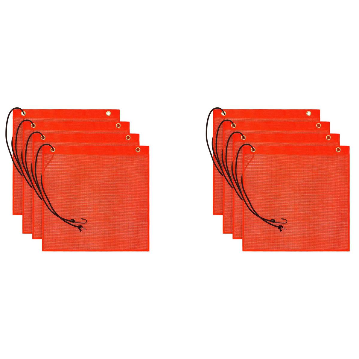 8Pcs 18X18 Inch Mesh Safety Flags Orange ning Flag Bungee Safety Flag Good Visibility Weatherproof Flag with Grommets
