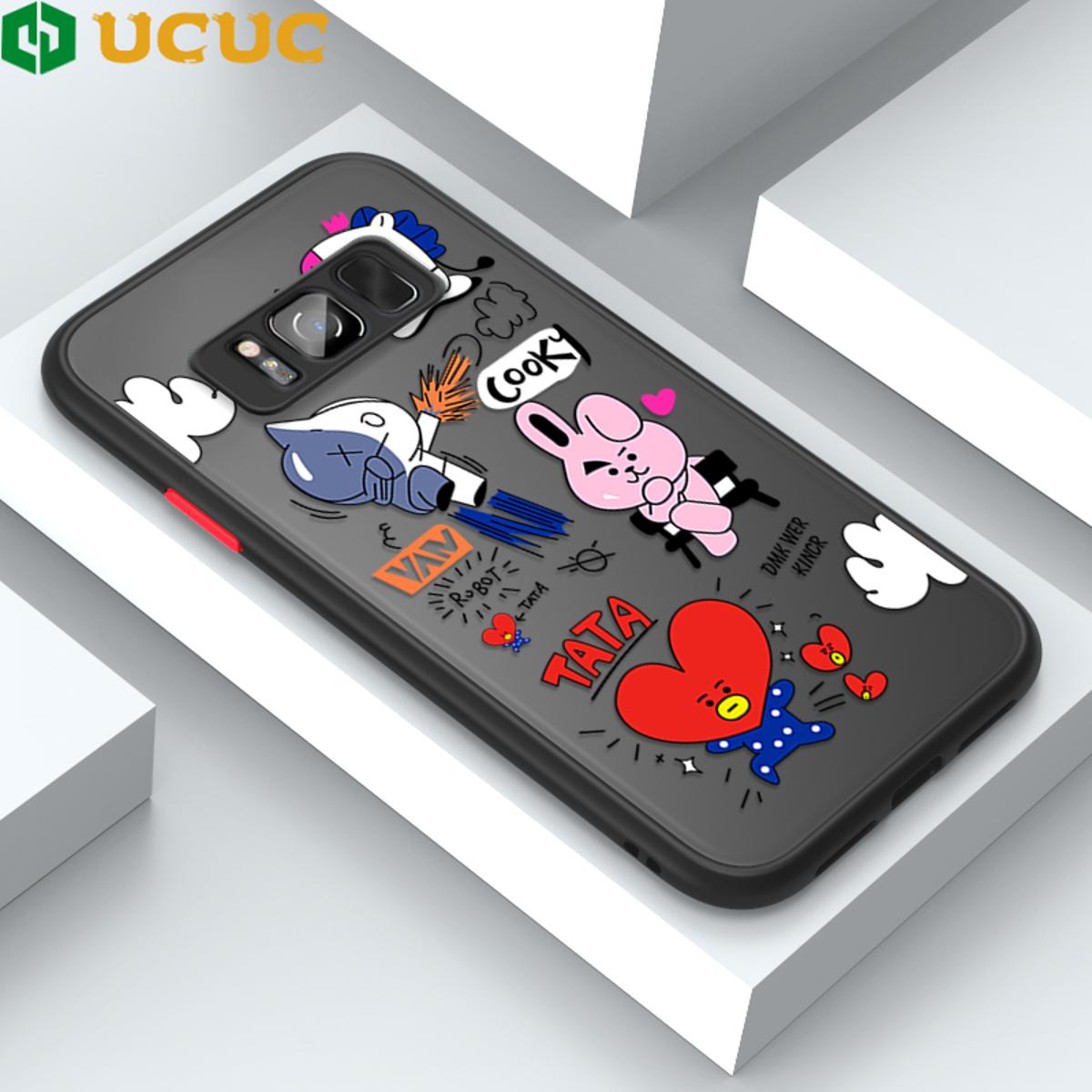 UCUC for Samsung Galaxy S8 Back Cover BTS Anthropomorphic Image Frosted Transparent Hard Phone Case Thin Shockproof Full Cover Camera Protect Case
