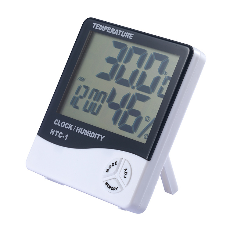 (New)HTC-1 large EAD houehold thermometer temperature and humidity meter high preciion indoor electronic thermometer with electronic alarm clock. 
