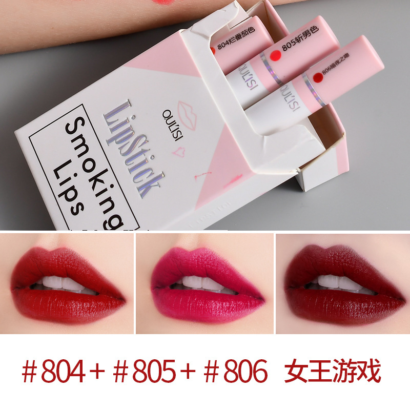 Olis 3-pack cigarette tube lipstick set for school girls lipstick combination niche brand affordable cigarette box set