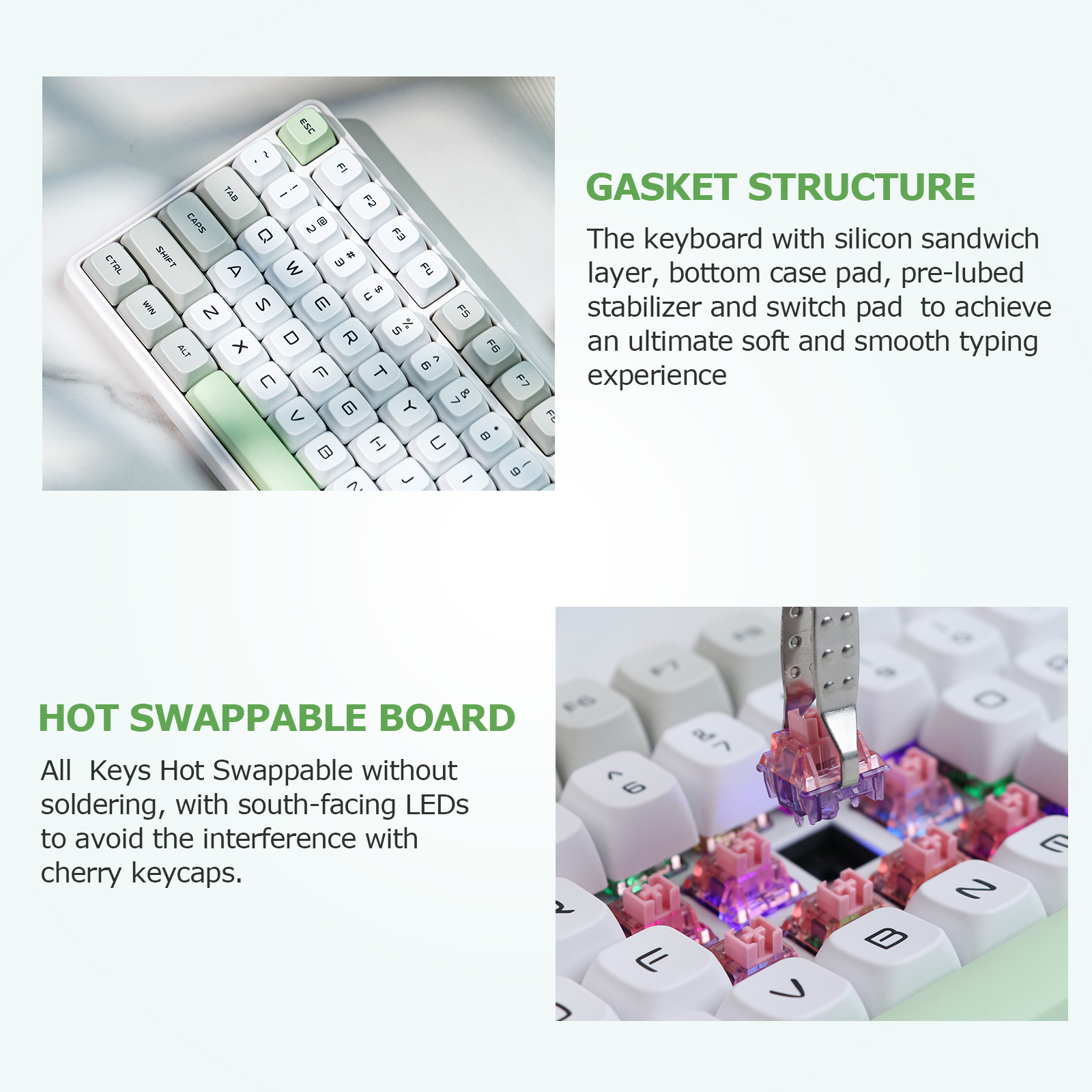EPOMAKER TH80-X 75% Layout 2.4ghz/Bluetooth/USB-C Wired Wireless Hot-swap Gasket Mechanical Keyboard for Office/ Win/ Mac. 