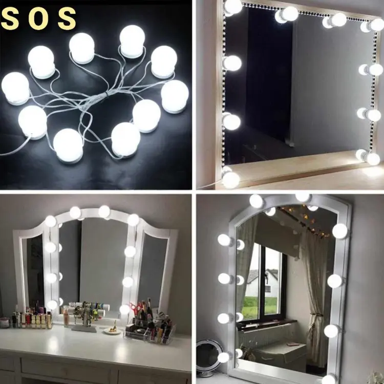 Tribesigns Vanity Table with Lighted Mirror, Makeup Vanity Dressing Table  with 8 Lights and Drawer, Storage Shelves for Women and Girl, Dresser Desk  Vanity Set for Small Space,Bedroom, Gold and White :