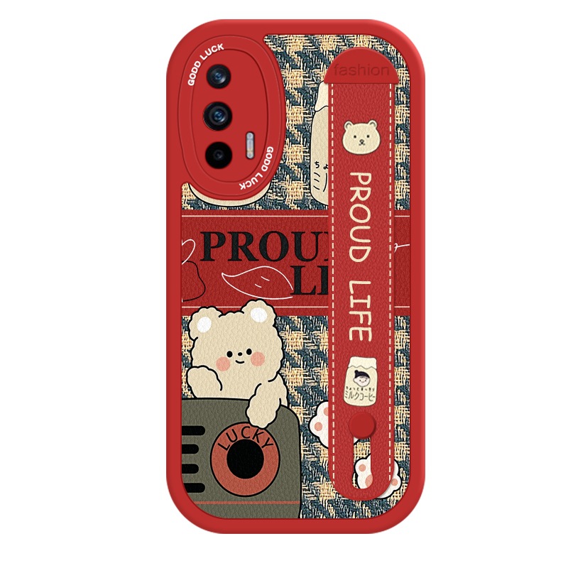 ins Applicable to Wind Trend oppo realmeGT Phone Case New Real Me 10 Wrist Strap Bracket OnePlus 11 Shell. 
