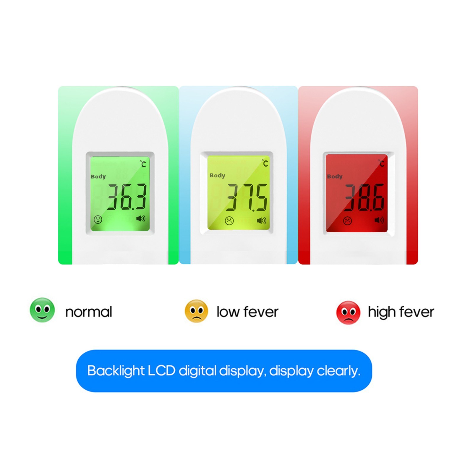 UX-A-02 Non Contact IR Infrared Thermometer + Fast Rapid Reading Finger Pulse Oximeter - white + blue. 