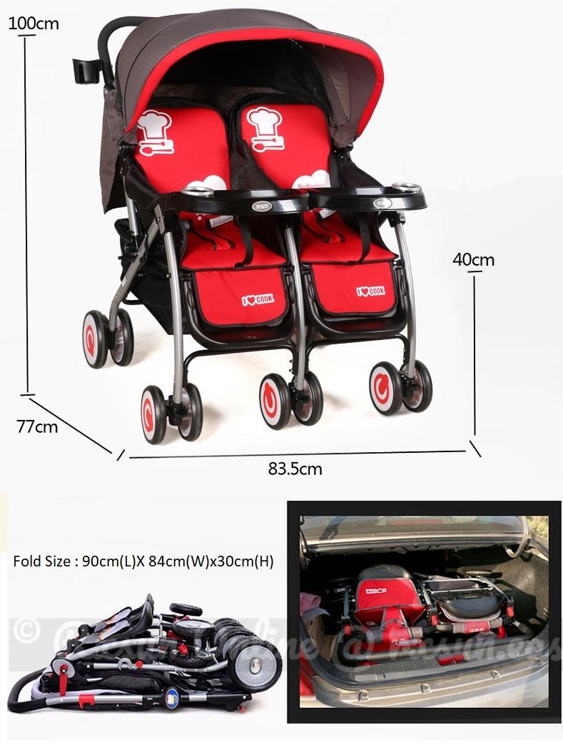 Twin Baby Stroller 703A Red
