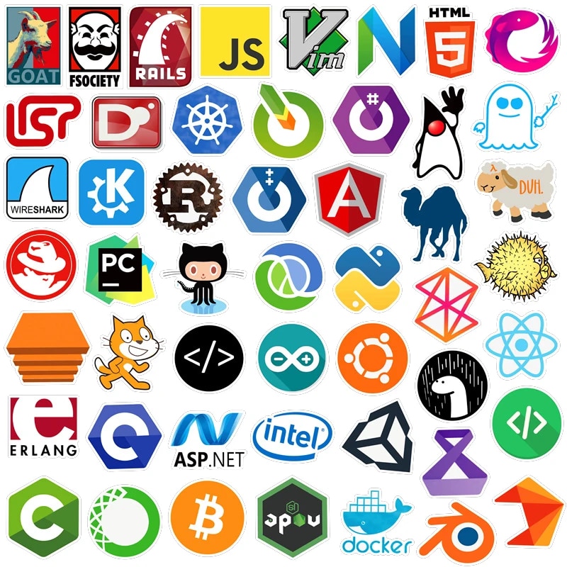 10/30/50/100pcs Programmer Internet Java Stickers Geek Php Docker Html Programming Language For Phone Laptop Luggage Car Decals. 