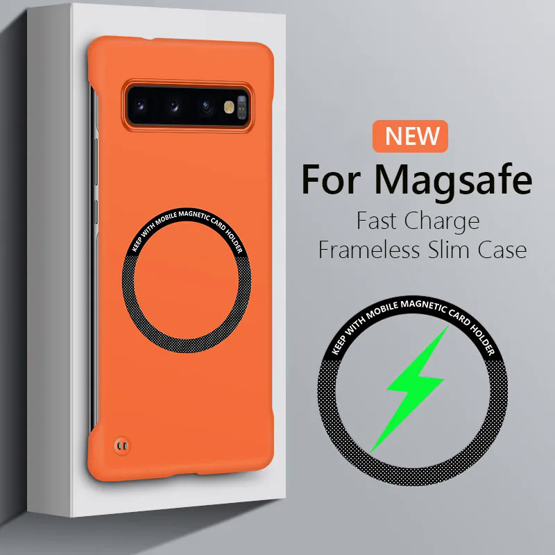 【NShisasN】For Samsung Galaxy S9 S10 Plus Frameless Magnetic Magsafe Slim Case For Samsung S10Plus S9Plus Wireless Charging Hard Back Cover