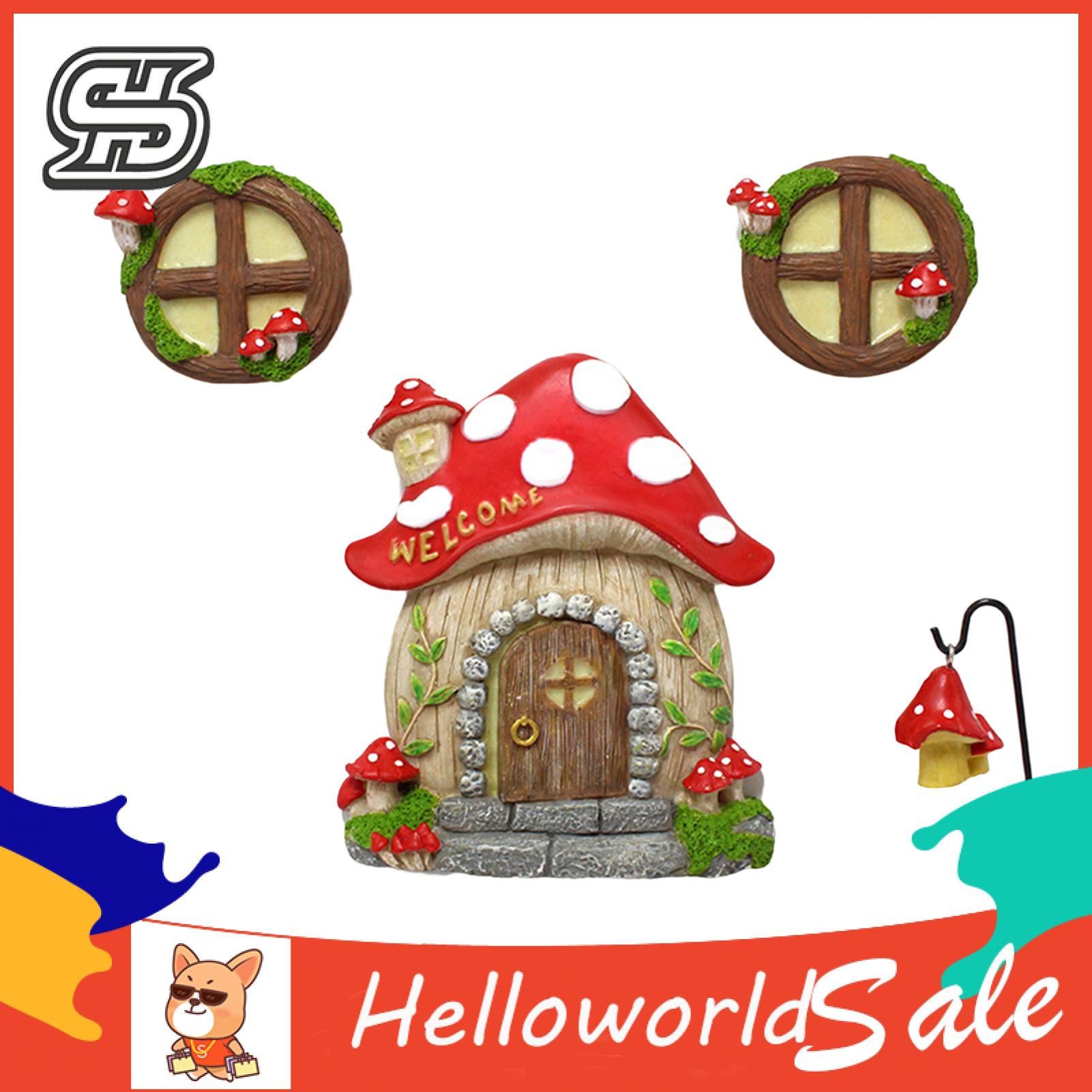 HelloWorld niature Fairy Window Smooth Surfe Luminous Gnome Doorni Fairy Garden Ornament. 