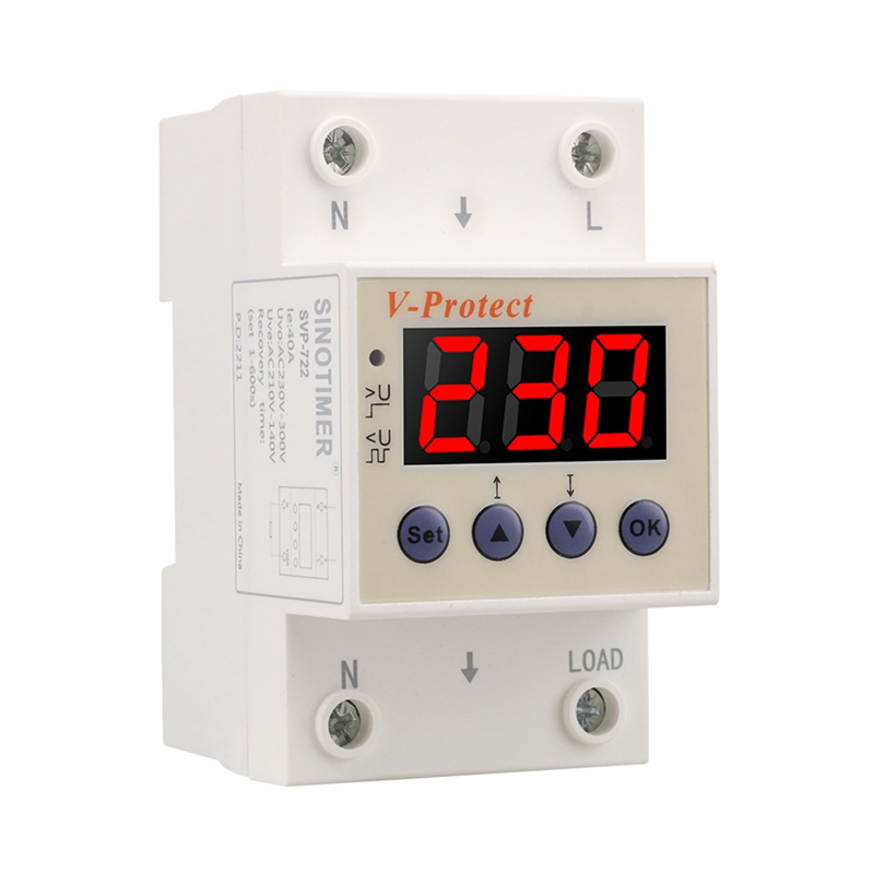 SINOTIMER SVP-722 40A Din Rail Adjustable over Voltage and Under Voltage Protective Device Protector Relay Overvoltage Protector. 