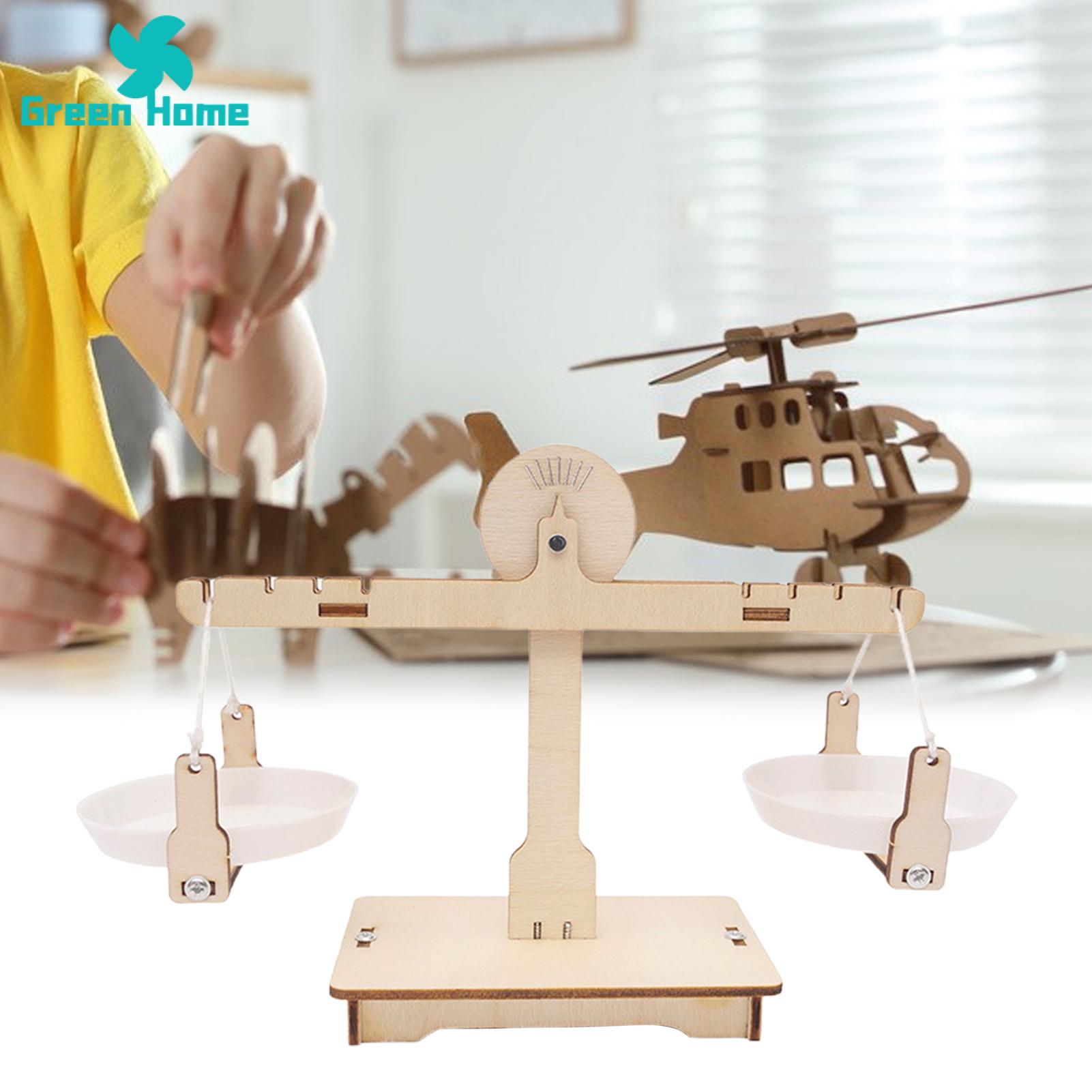 Green Home DIY Balance Scale Creative Thinking Self-assemble DIY Building Balance Scale Model. 