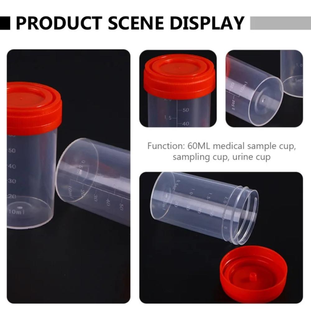 Leakproof Lids Urine Sample Cups Sterile Cups With Scale Disposable Specimen Containers 10 Pcs Pack Transparent Sampling Cups for Medical Testing Laboratory Use Patient Care Urinalysis Health Screenings. 