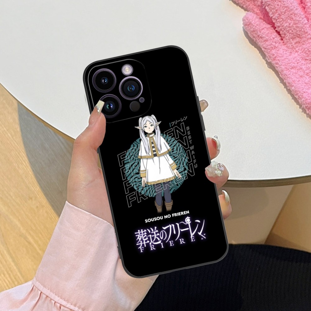 Anime Frieren Mobile Cell Phone Case for iPhone 15 14 13 12 11 X XR XS 8 7 Pro Max Plus Mini Black Soft Phone Cover Funda. 