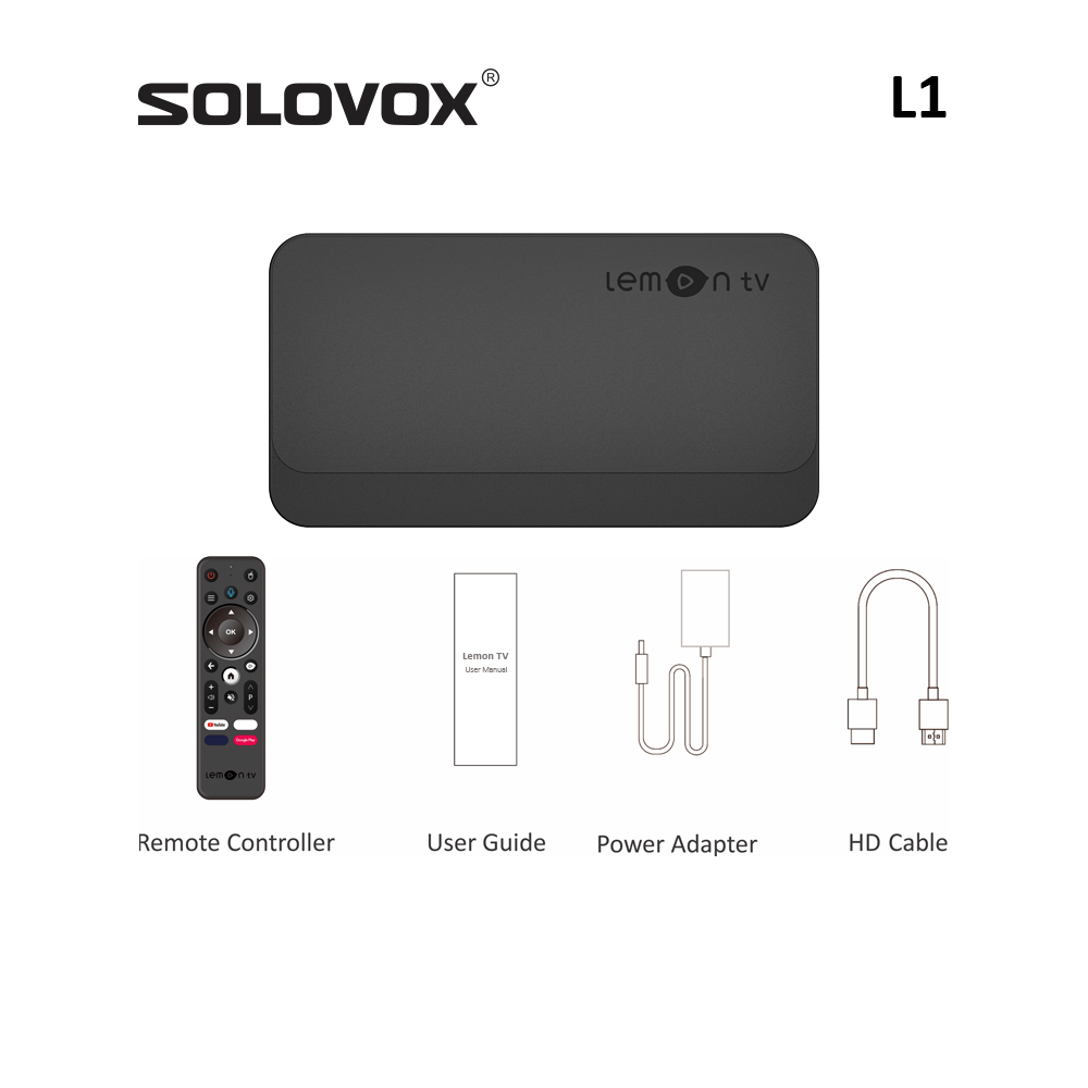 SOLOVOX L1 Android 10 STB Quad 4K WiFi6 Bluetooth 5.4 Voice Control YouTube Stalkermac Xtreamcodes Middleware Lemon TV Box. 