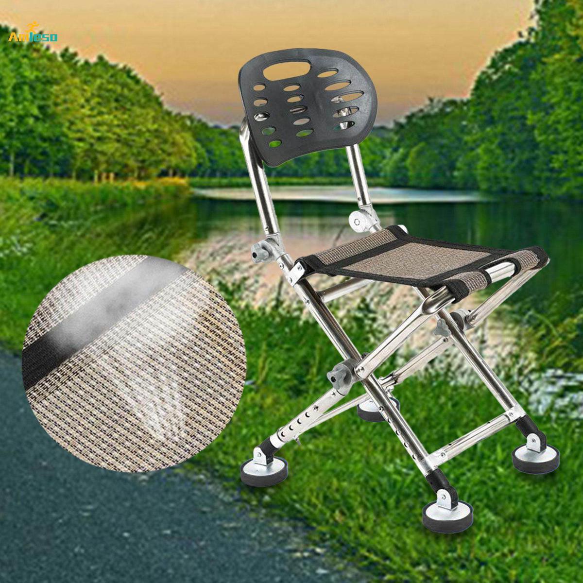 Fishing Chair Folding Camping Stool with Backrest for Backyard Balcony Beach