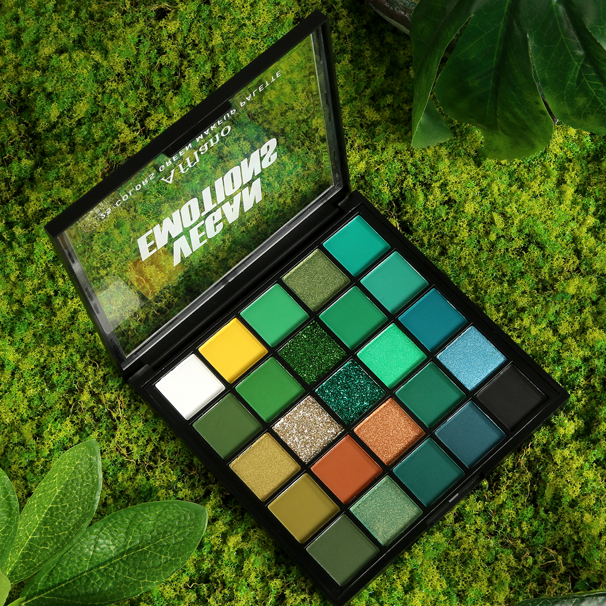 Green Eyeshadow Palette, 25 Colors Matte Shimmer Blue Green Gold Multichrome Eye Shadow Palette, Highly Pigmented Pro Colorful. 