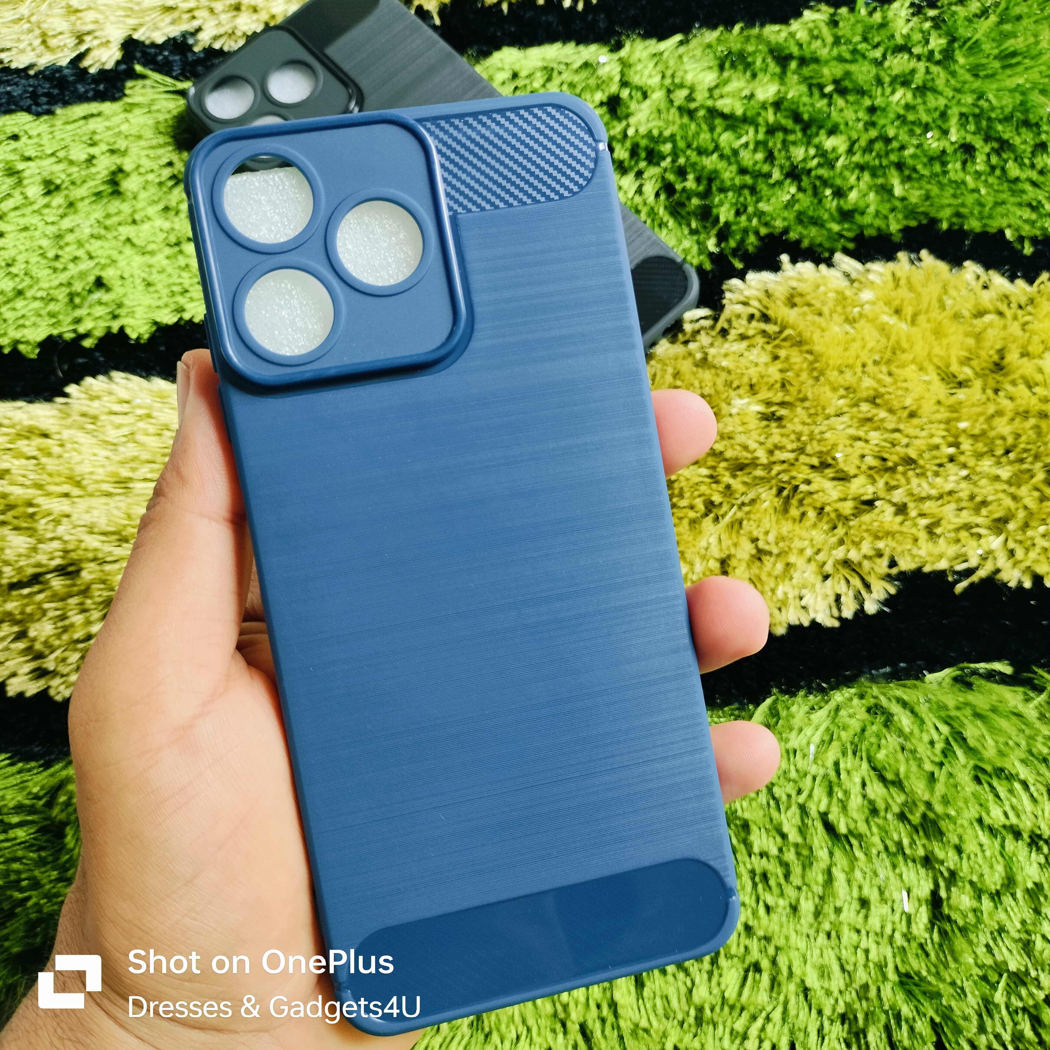 ZTE Blade V50 Premium Silicone Soft Case with Carbon Fiber Texture and Camera Bump Protector. 