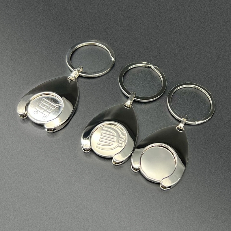 Portable Keychain with Shopping Cart/Euro/Blank Coin Tokens Pendnat Durable Metal Coin Holder for Grocery Drop shipping. 