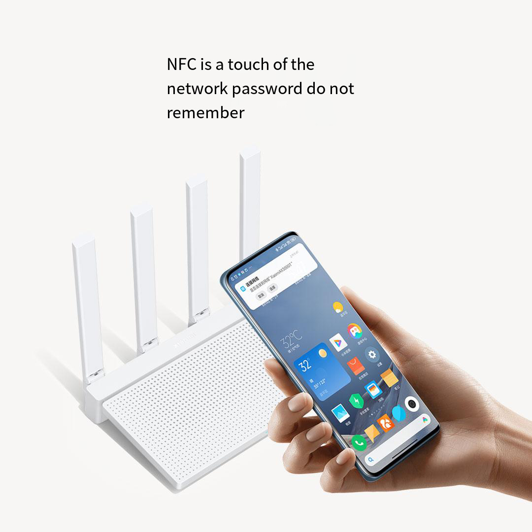 NEW Xiaomi Redmi AX3000T Router WiFi 6 2.4GHz 5GHz 1.3GHz CPU 2X2 160MHz WAN LAN LED NFC Connection For Home Office Games Mi. 