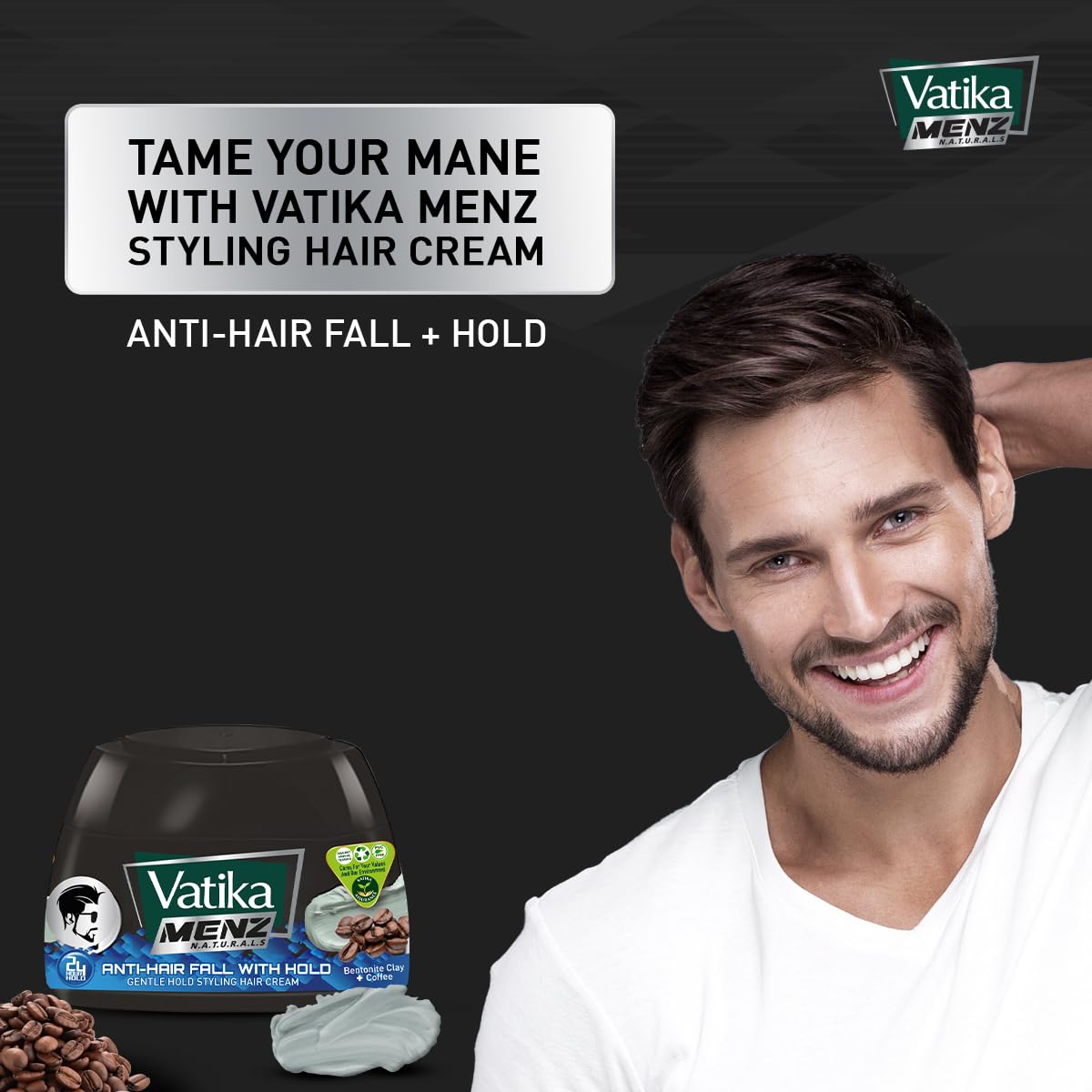 Vatika Naturals Menz Anti-Hair Fall Styling Hair Cream 140ml | Enriched  With Bentonite Clay & Coffee | With Gentle 24 Hour Hold: Buy Online at Best  Price in UAE - Amazon.ae