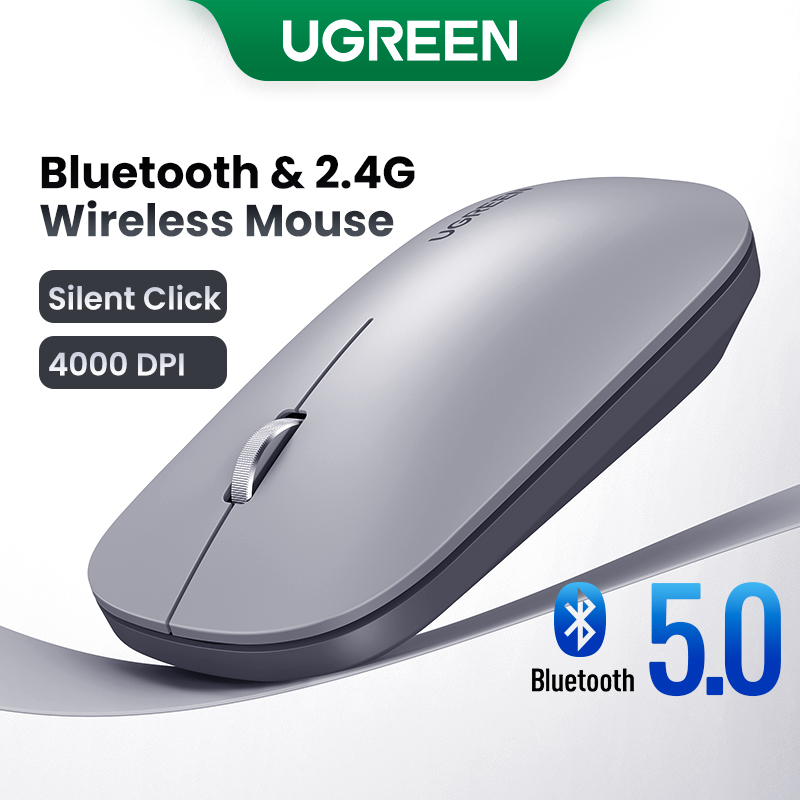 UGREEN Mouse Bluetooth 5.0 Wireless Mouse 4000 DPI Silent Click 2 Mode Mute Mice For MacBook PC Tablet Laptop Mouse
