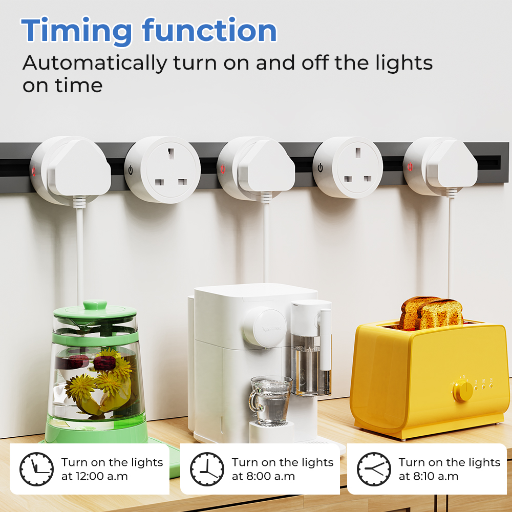 SMATRUL - WiFi Smart Socket - 16/20A - Power Monitor - UK Plug - Wifi+Bluetooth Dual Mode - Tuya/Alexa/Google Home. 