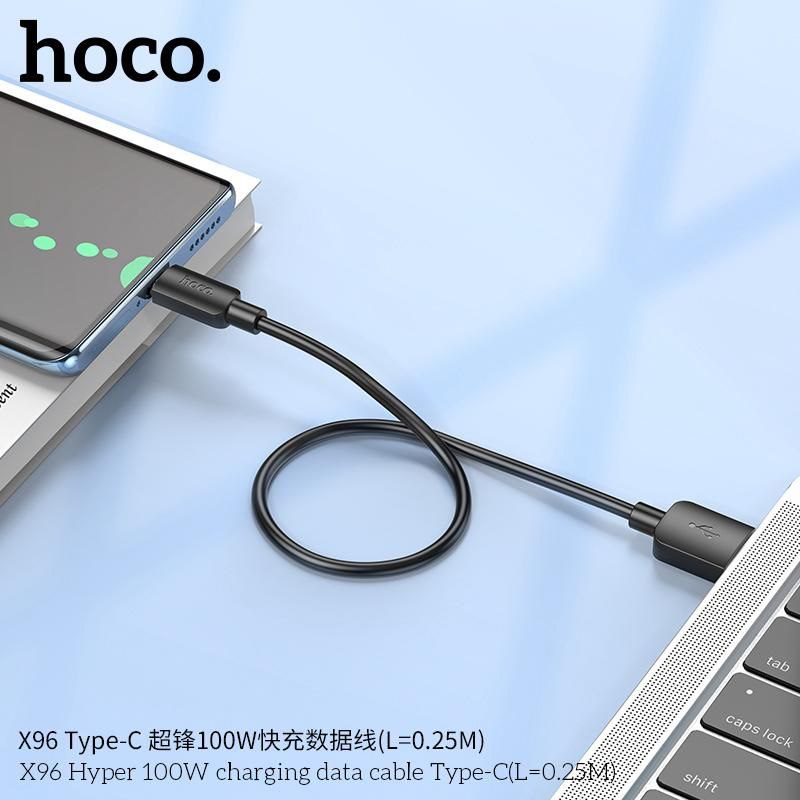 Hoco X96 Hyper 100W Charging Data Cable - Type-C, 25cm, Black