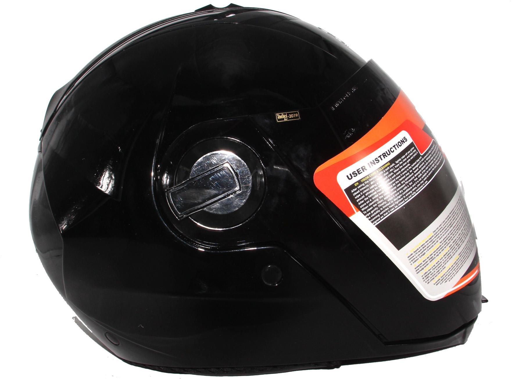 SBA-2 GLOSSY BLACK HAWK WITH SMOKE VISOR AND ONE EXTRA TRANSPARENT VISOR. 