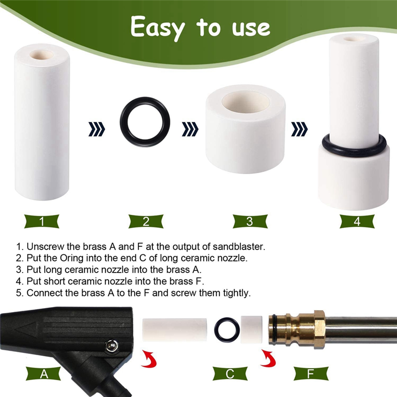 12x Pressure Washer Sandblasting Nozzle Tip, Replacement Wet Sandblaster Attachment, 5000 PSI. 