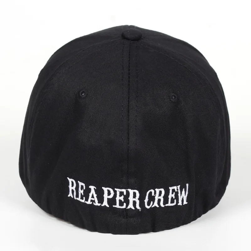 【DIV MALL】（NEW）Brand Black Hats Sons Anarchy For Reaper Crew Fitted Baseball Cap Men Letters Embroidered Hat Hip Hat For Men. 
