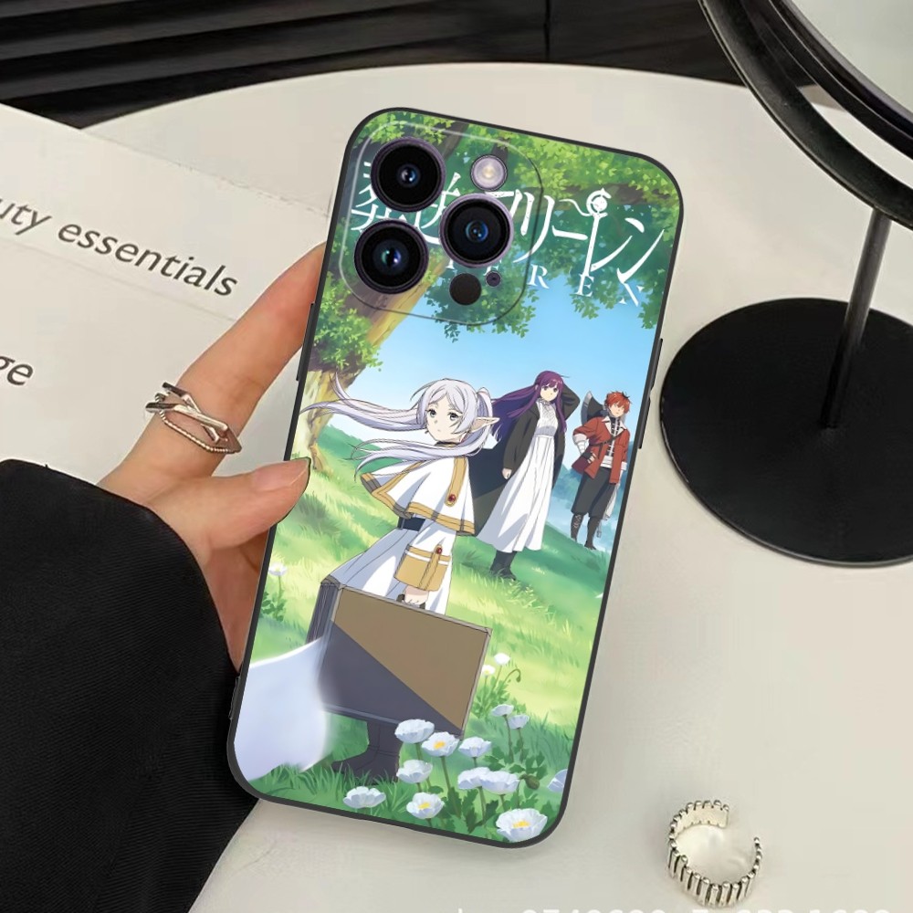 Anime Frieren Mobile Cell Phone Case for iPhone 15 14 13 12 11 X XR XS 8 7 Pro Max Plus Mini Black Soft Phone Cover Funda. 