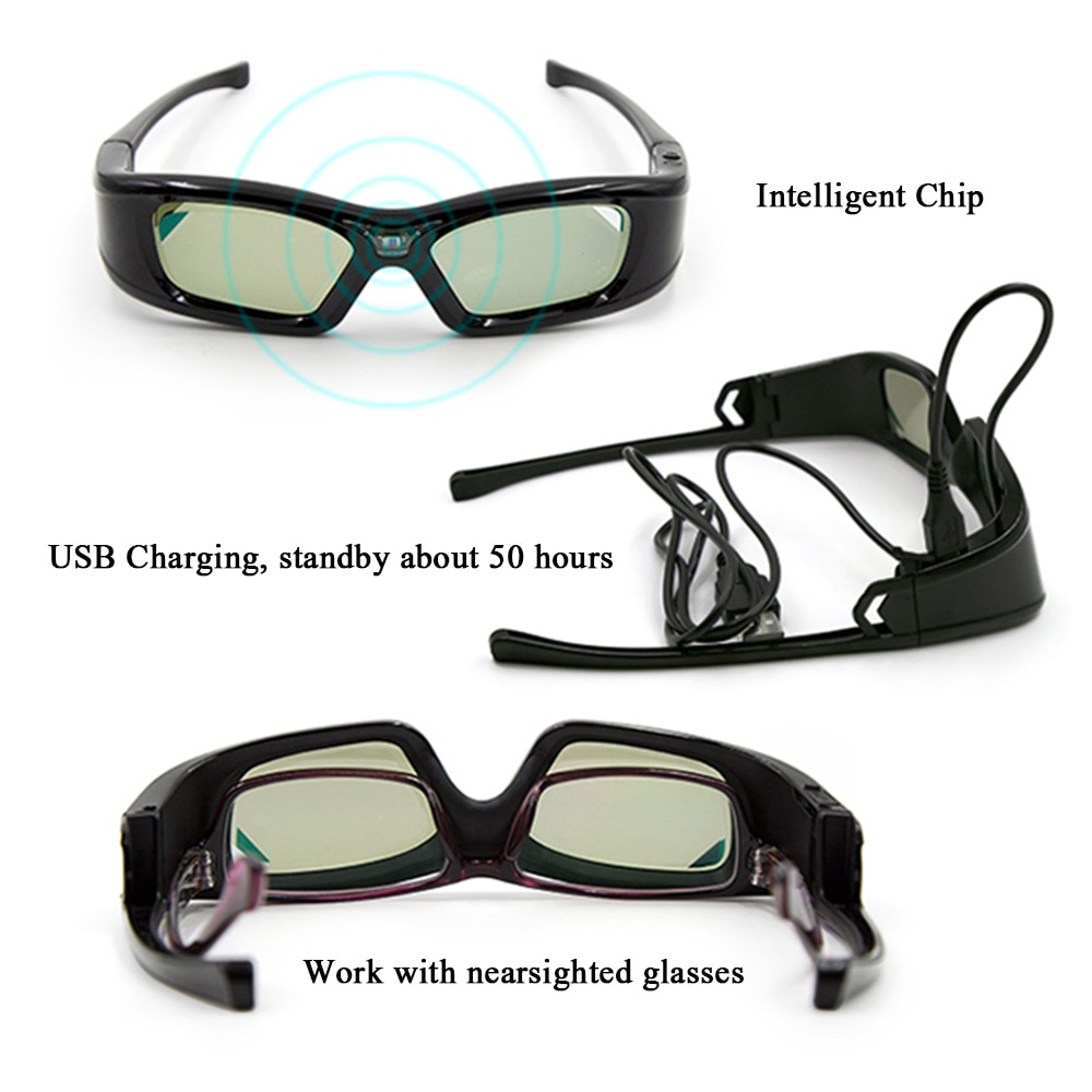 GL410 3D Glasses for Projector Full HD Active DLP Link for Optama Acer BenQ ViewSonic Sharp Dell DLP Link Projectors 3D glasses. 