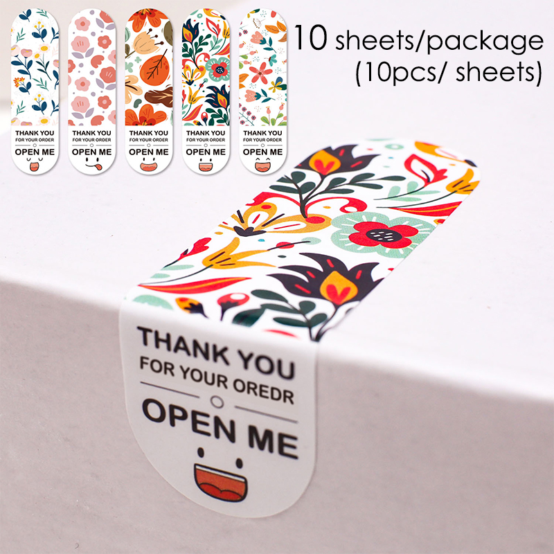 New 100Pc Thank You For Your Order ticker For eal Label Floral Color Label