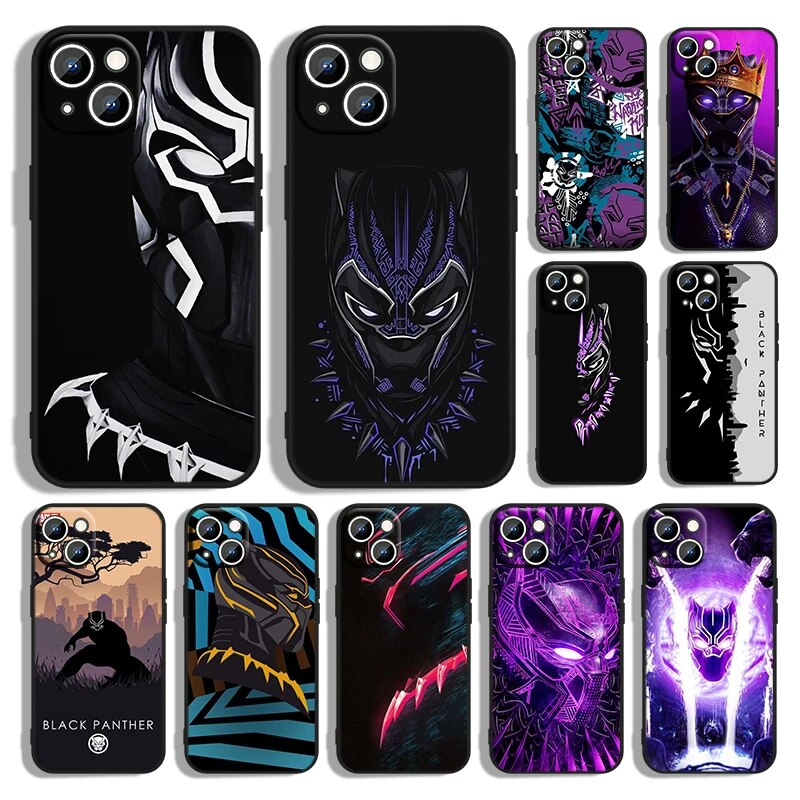 Marvel Black Panther Phone Case For Apple iPhone 14 13 12 11 Pro Max mini XS XR X 8 7 6S 6 Plus Black Soft Funda Back Cover