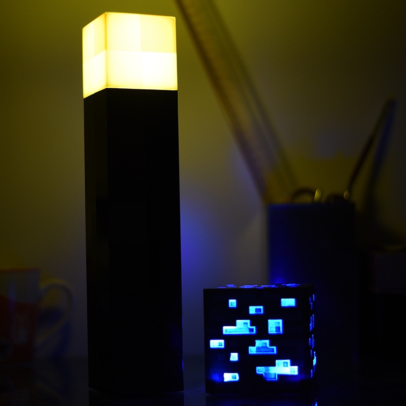 （New）[Ready tock Light Up Torch 28CM High Brightne LED Minecraft Hand Held or Wall Mount Flahlight. 