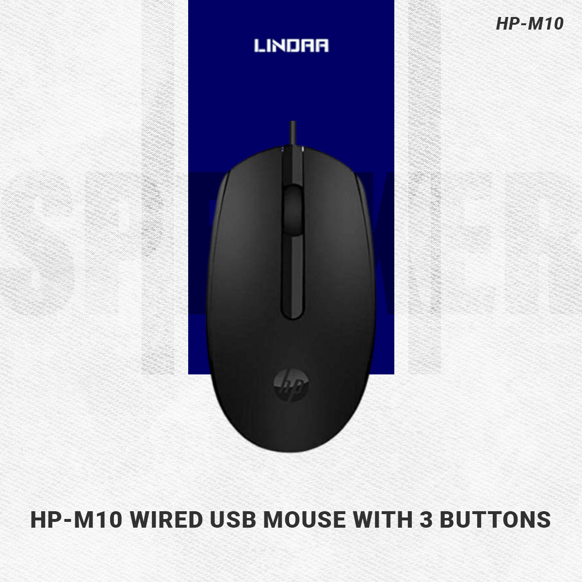 HP-M10 Wired USB Mouse with 3 Buttons High Definition 1000DPI Optical Tracking and Ambidextrous Design