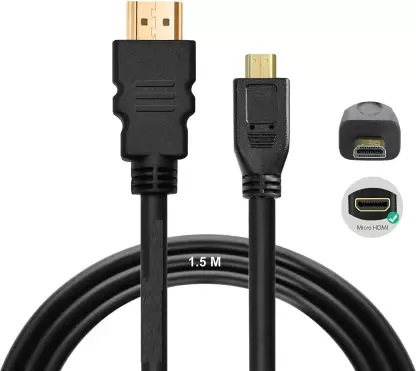 HDMI Cable 1.5m High Speed Micro HDMI to HDMI cable (NOT Micro-USB)  Compatible with HD TV, Projector, MONITOR, CAMERA, GO PRO, etc-Black. 