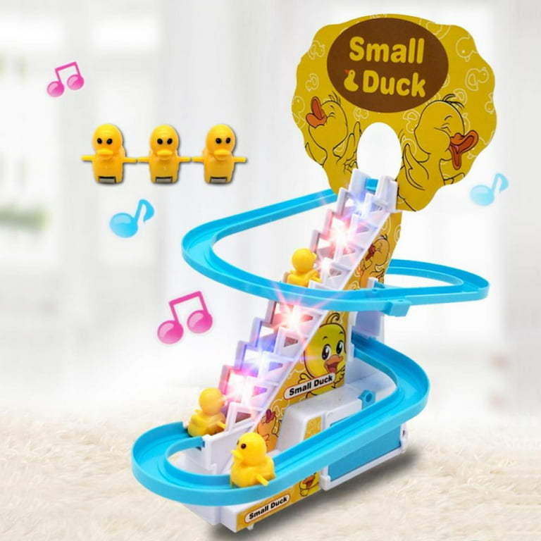 5Piece Nextake Duck Slide Toys Set Products Fun Automatic Stairs-Climming Duckling Cartoon Race Track Small Beautiful Pongwin Slide Toys Lights