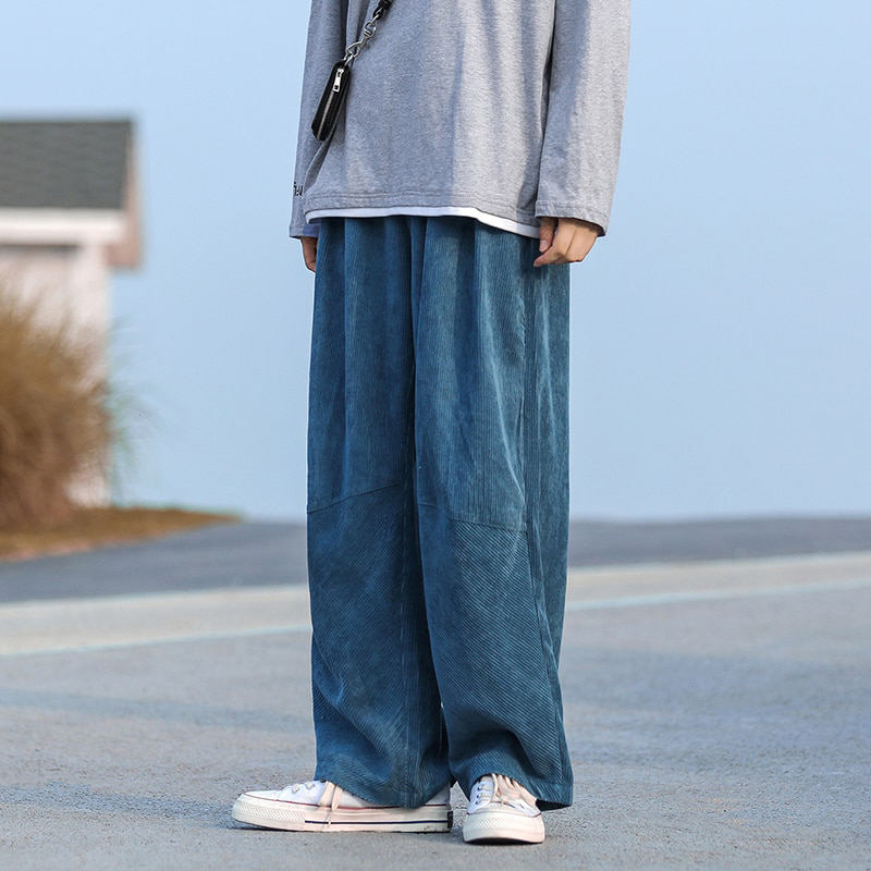 Men Corduroy Harajuku Wide Leg Pants 