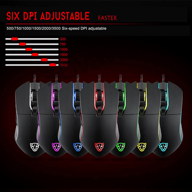 Motospeed V30 RGB Gaming Mouse Gamer Programming 3500DPI USB Computer Wried Optical Mice Backlit Breathing LED for PC Laptop Gam. 