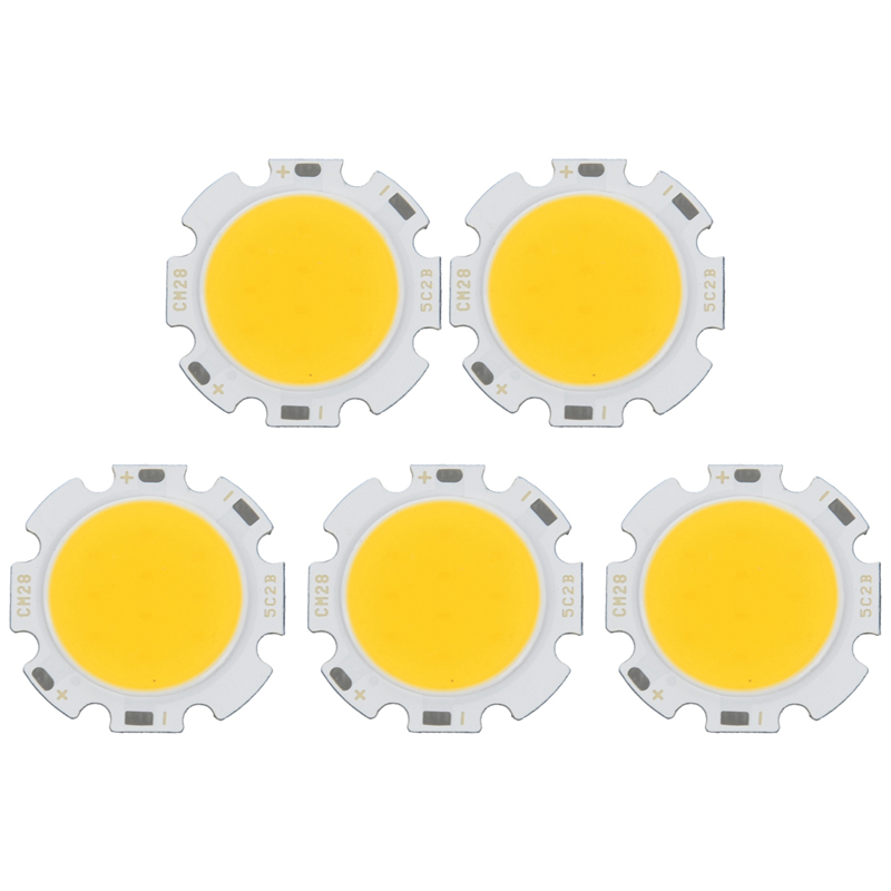5X 5W Chip Light Round COB Super Bright LED Light LED Lamp Bulbs Warm White DC15-17V