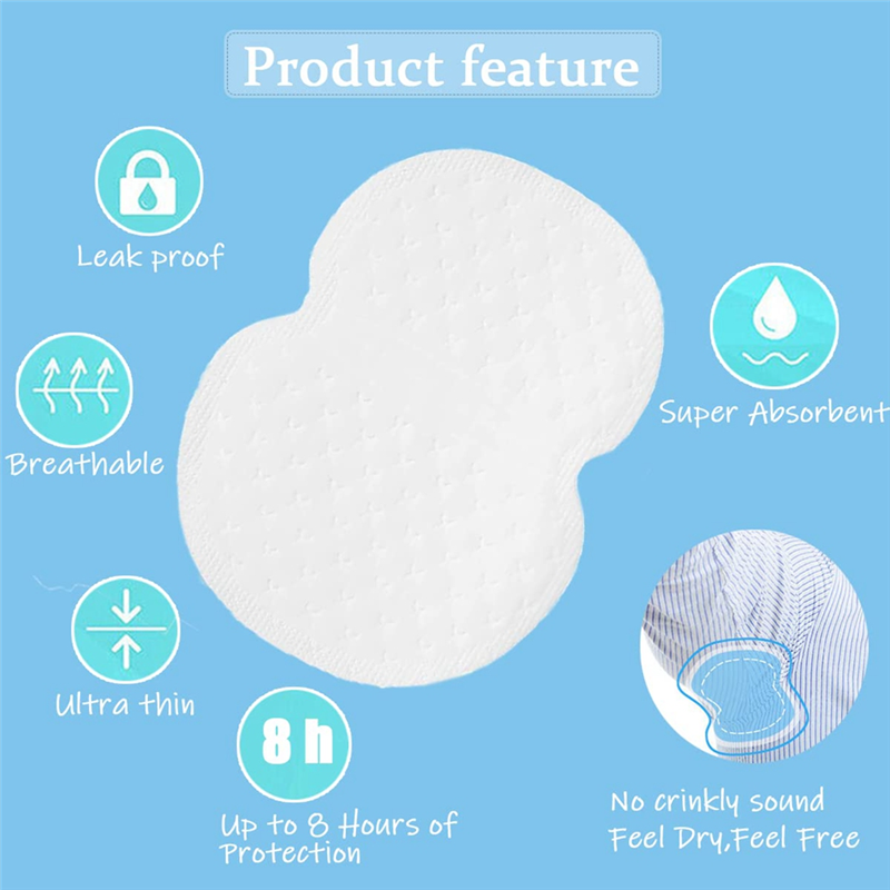 50Piece Armpit Sweat Pads Underarm Pad Summer Deodorant Disposable Absorbent Liners Unisex