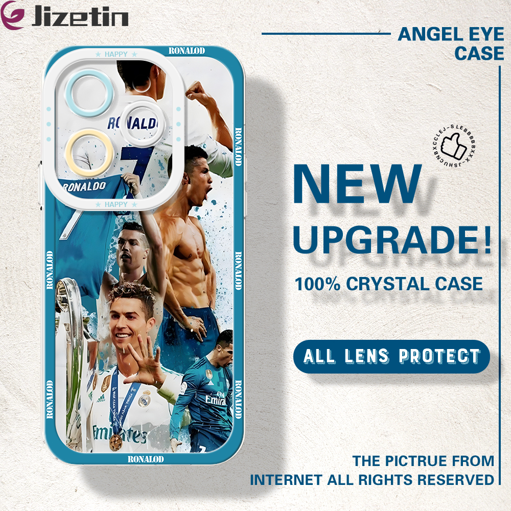 Jizetin for Infinix Hot 40 Hot 40 Pro Tecno Spark 20 Pro Back Cover Crystal Transparent Ronaldo Star Soft Full Camera Cover Protection Phone Cases