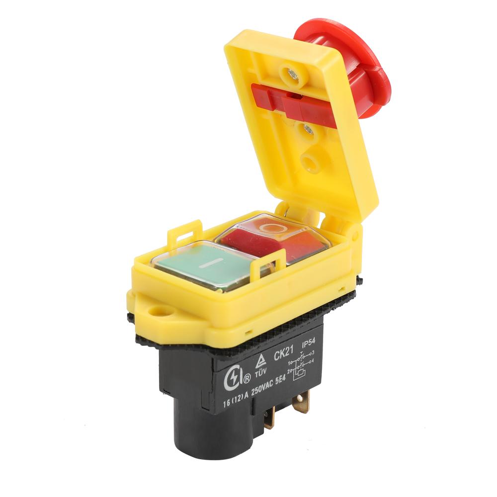 250V Universal CK21D/250V Safety Switch Emergency Stop Safe Cut Off Killer Waterproof and Dustproof Switches Electromagnetic Switch for Grinding Machine. 