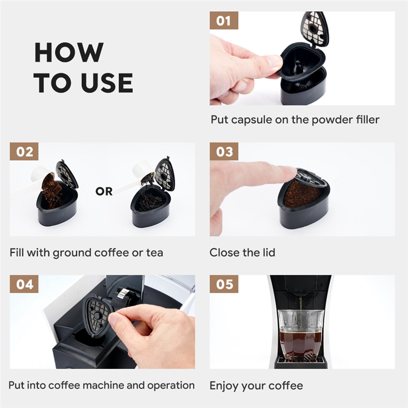 Coffee Capsule Pod Black with Spoon Brush for NESTLE ST 9662.62 Refillable Filter Pod Replacement Coffee Capsule Tea. 