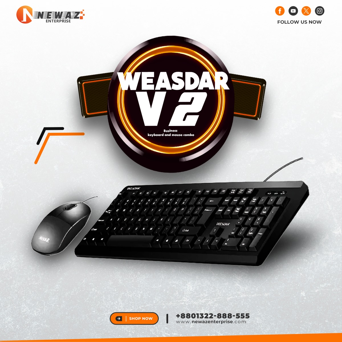 WESDAR V2 BUSINESS KEYBOARD& MOUSE Combo (English)