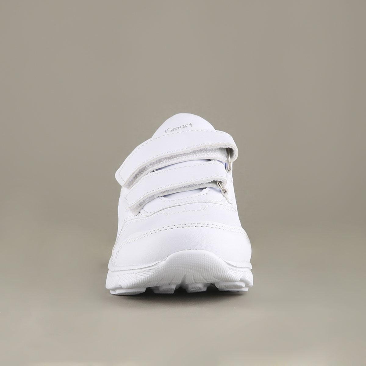 School White Pu Leather Junior Boy'S Shoe. 