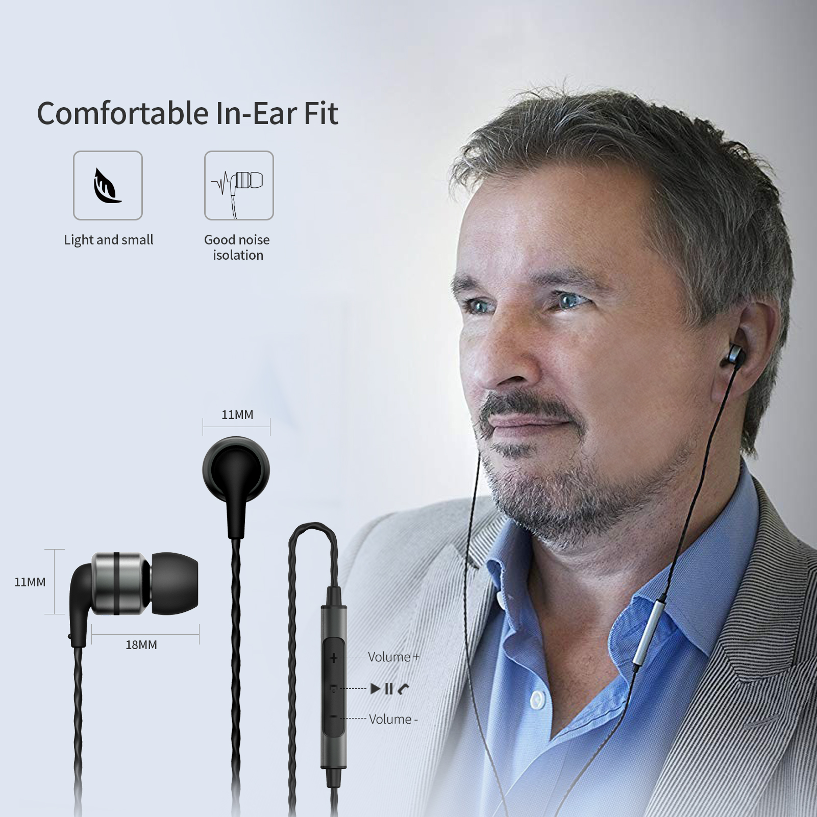 SoundMAGIC E80C Wired Earbuds with Microphone HiFi Stereo Earphones Noise Isolating in Ear Headphones Super Bass for Audiophile. 